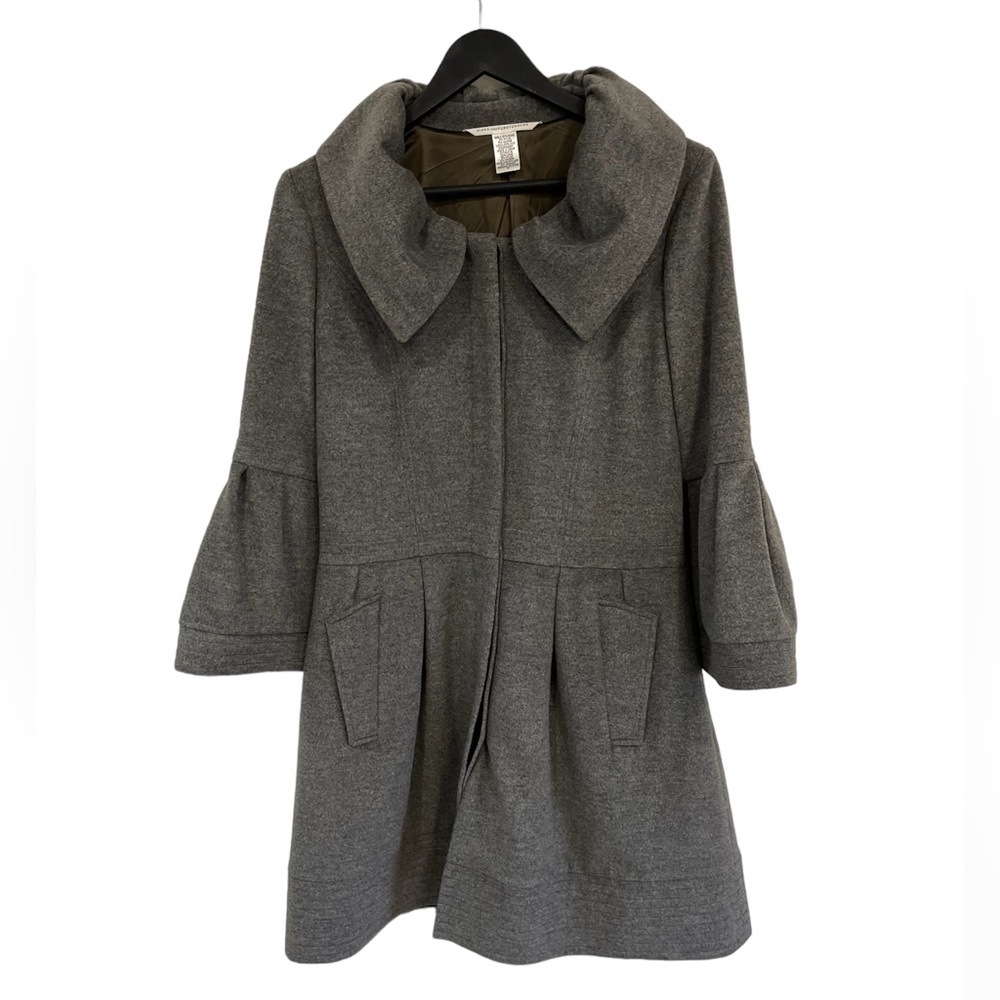 Diane von Furstenberg SAFFRA Womens Coat 12 Jacket Wool Blend Fashion Designer